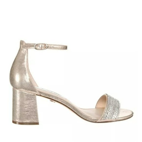 Nina Elenora Rhinestone Embellished Dress Sandals Taupe -9 - Picture 2 of 12